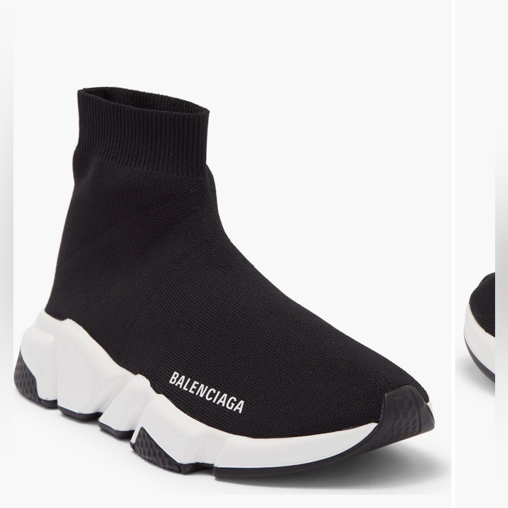 Balenciaga Black and White Knit Sneakers